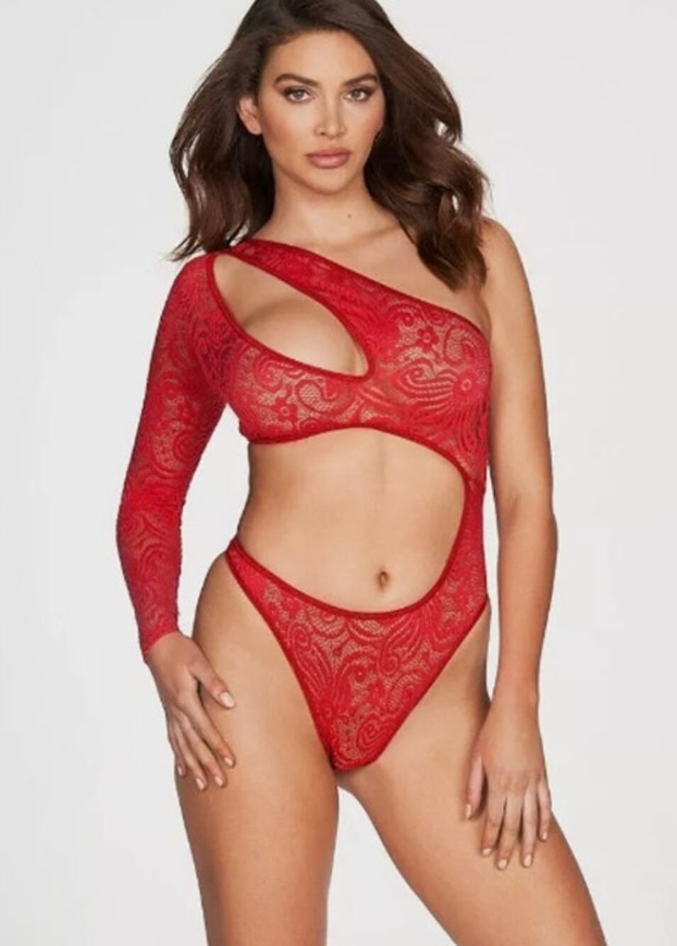 Frederick’s of Hollywood Bodysuit, Small Kerry‎ Red Lace Cut Out Sexy Lingerie